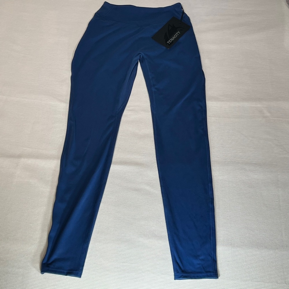 Alphalete Tenacity Leggings Blue High Waist Scrunch Athletic Yoga Pants Womens M